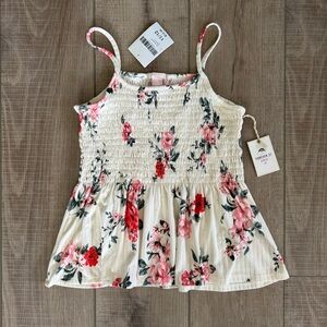 SOLD F21 Forever 21 Girls 11 / 12 Floral Smocked Spaghetti Strap Tank Top